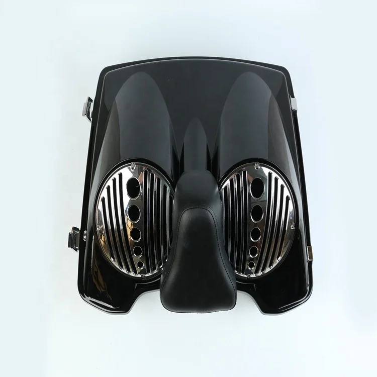 Black Double 8 Inch Speaker Lid W Backrest for Touring 1994-2013 razor Chopped King Tour Pak Trunk